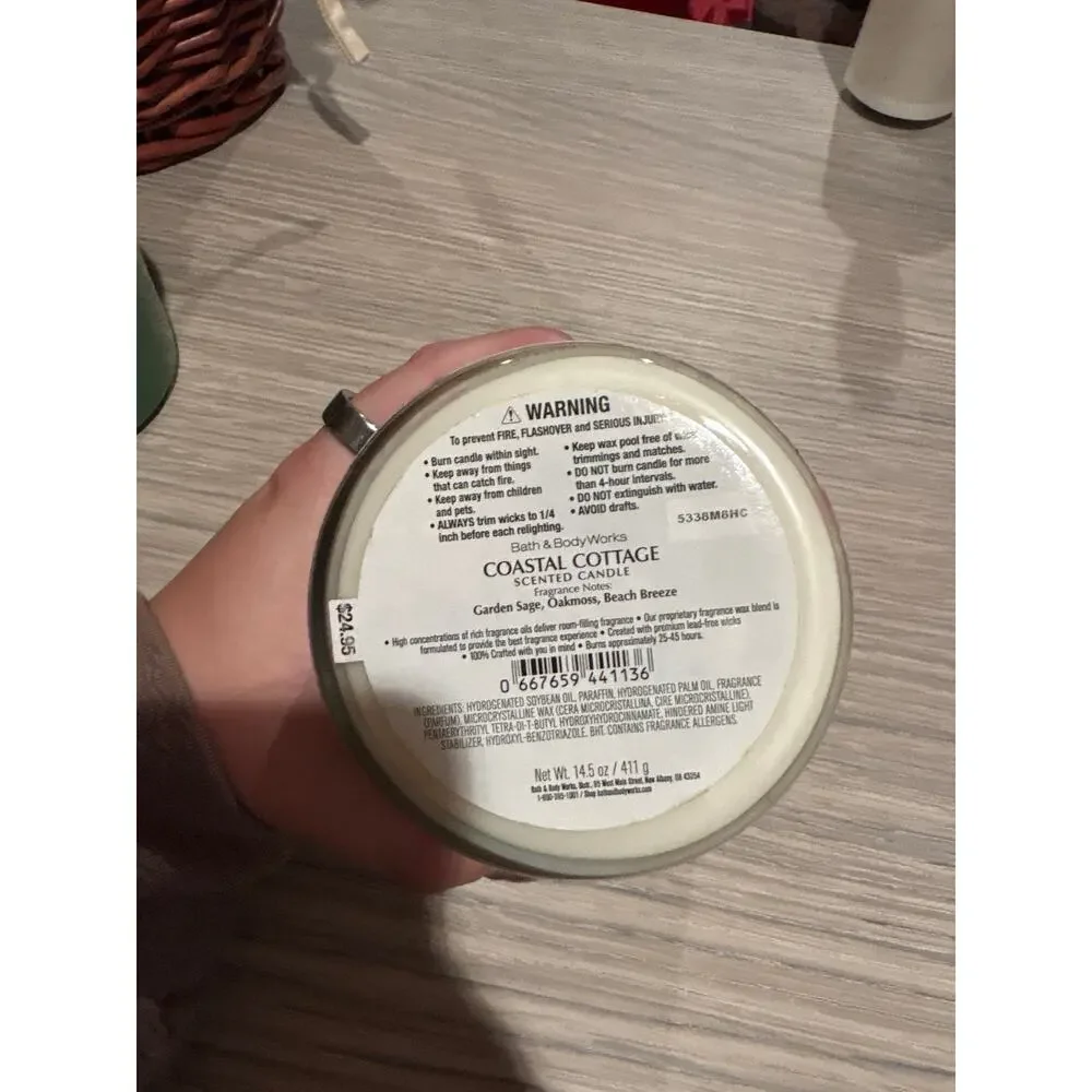 Bath and body works Coastal Cottage three-wick candle NEW